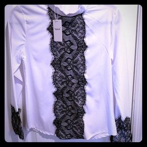 NWT !!!!! Black and white lace shirt